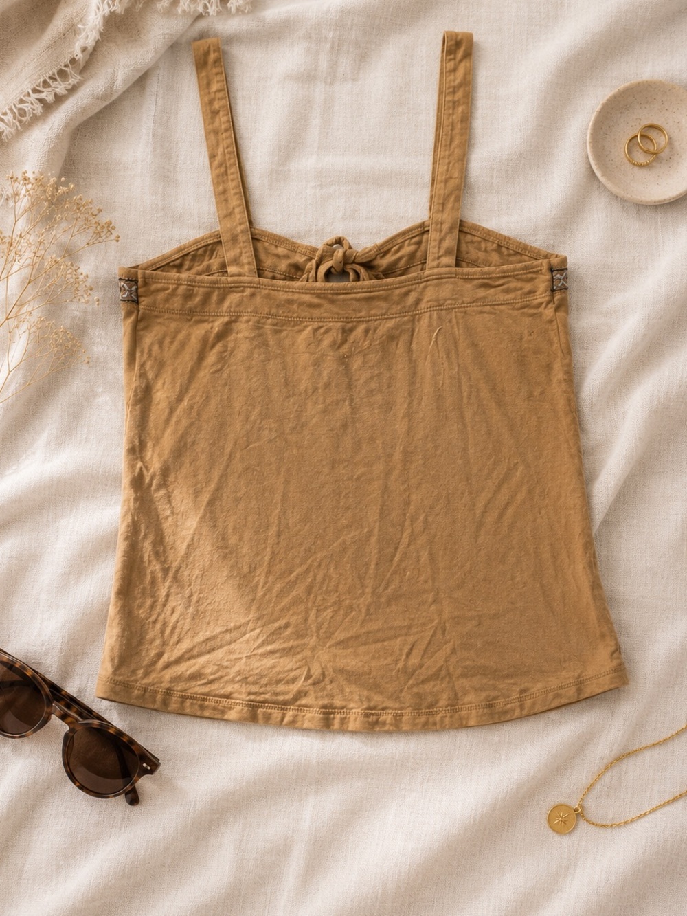American Eagle Soft And Sexy Embroidered Lace Up Tank Boho Relaxed Fit - Picture 3 of 5